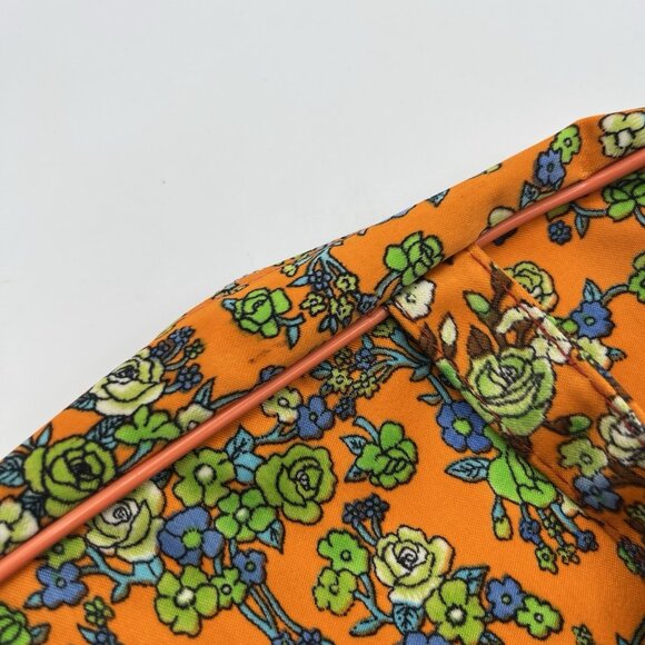 Vintage 70s Flower Power Mod Travel Bag Mid Century Orange Toiletry Retro 13” - Picture 9 of 10